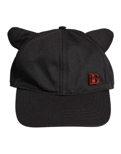 Dolce & Gabbana Black Cotton Logo Patch 6 Panels Baseball Cap