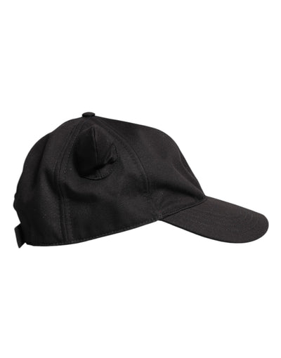 Dolce & Gabbana Black Cotton Logo Patch 6 Panels Baseball Cap