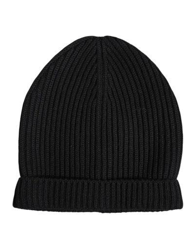 Dolce & Gabbana Black Cashmere Knitted Winter Beanie Hat