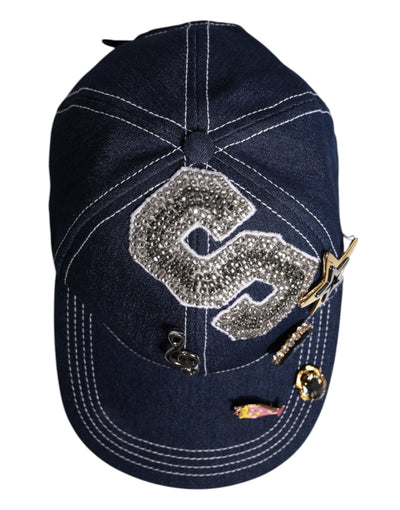 Dolce & Gabbana Blue Crystal Embellishment Baseball Cap