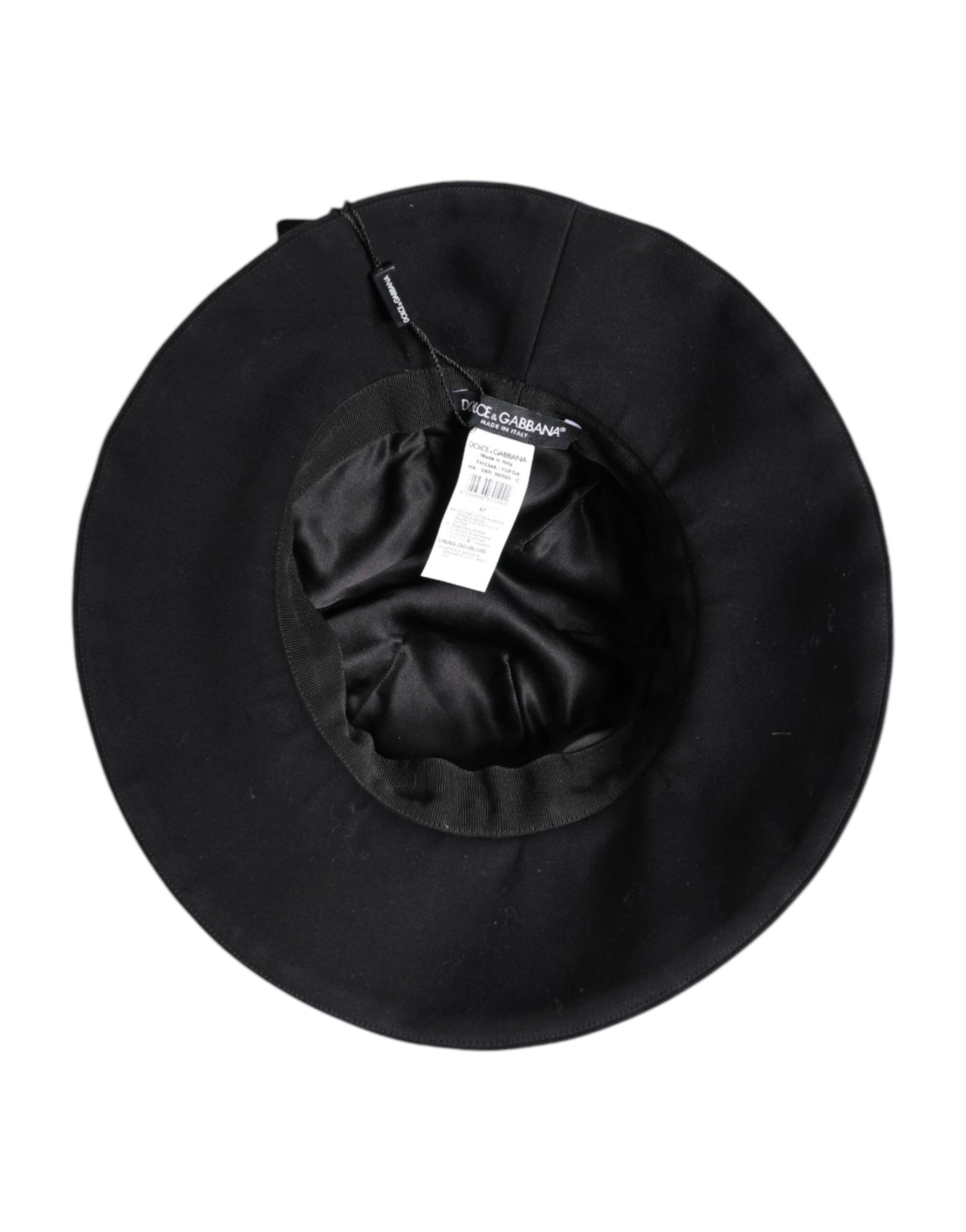 Dolce & Gabbana Black Cotton Wide Brim Bucket Hat