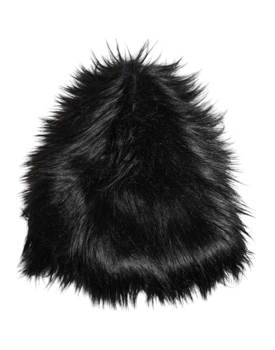 Dolce & Gabbana Black Acrylic Fur Womens Bucket Hat