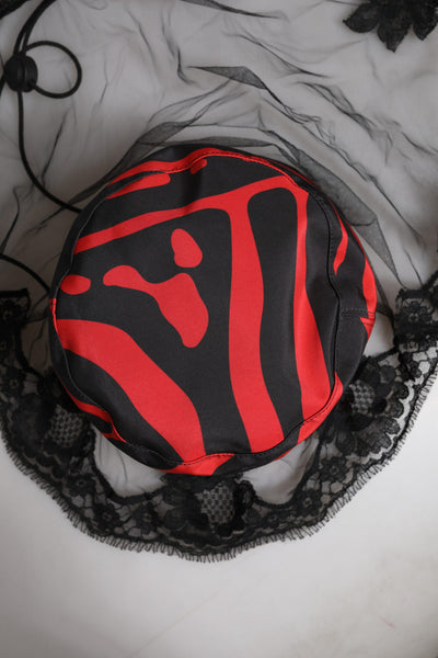 Dolce & Gabbana Black Red Stripes Lace Tulle Bucket Hat