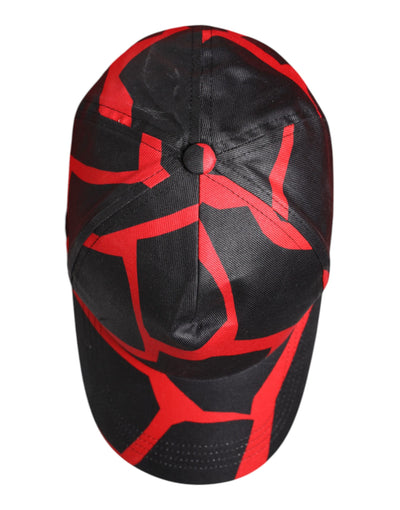 Dolce & Gabbana Red Black Lace Tulle Cotton Baseball Cap