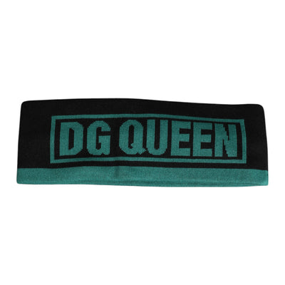 Dolce & Gabbana Black Silk Knitted DG Queen Head Band Hat