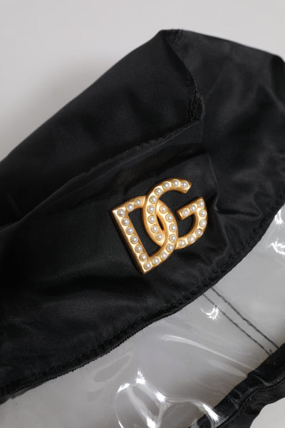 Dolce & Gabbana Black Nylon PVC DG Logo Bucket Hat