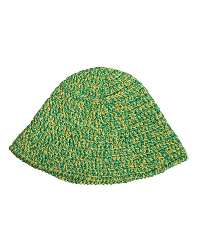 Dolce & Gabbana Green Cotton Crochet DG Logo Bucket Hat