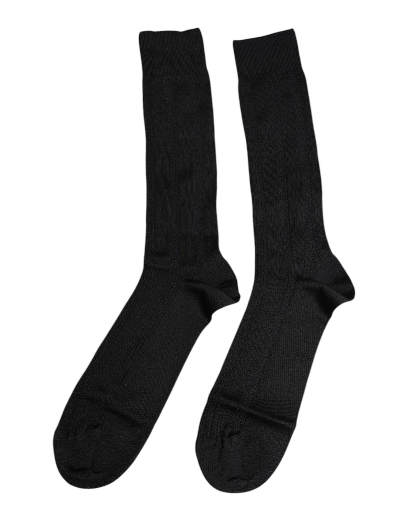 Dolce & Gabbana Black Stretch Logo Mid Calf Men Socks