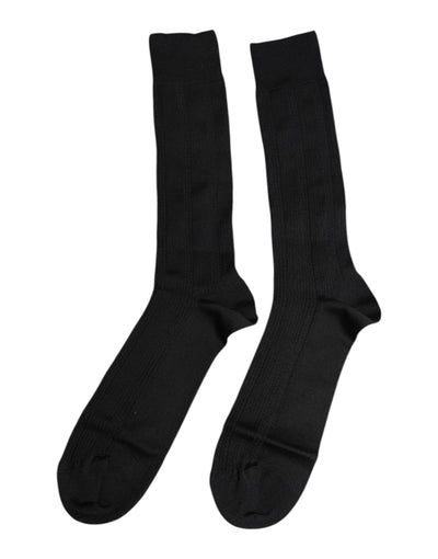 Dolce & Gabbana Black Stretch Logo Mid Calf Men Socks