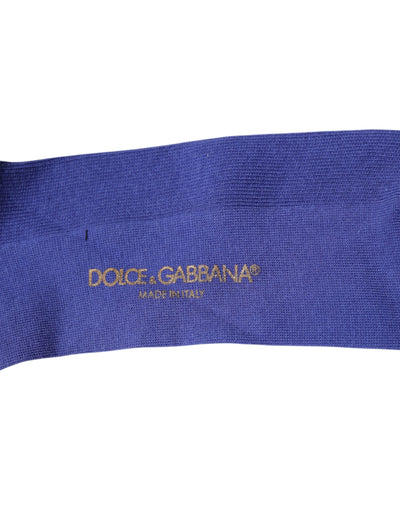 Dolce & Gabbana Purple Cotton Logo Over The Calf Socks