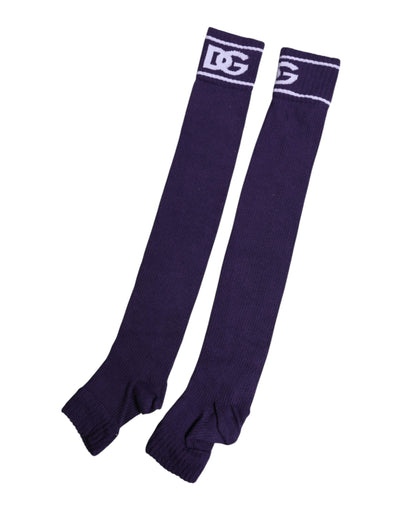 Dolce & Gabbana Purple Cotton DG Logo Print Open Toe Socks