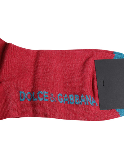 Dolce & Gabbana Red Cotton DG Logo Print Mid Calf Socks