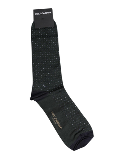 Dolce & Gabbana Black Polka Dots Cotton Mid Calf Socks