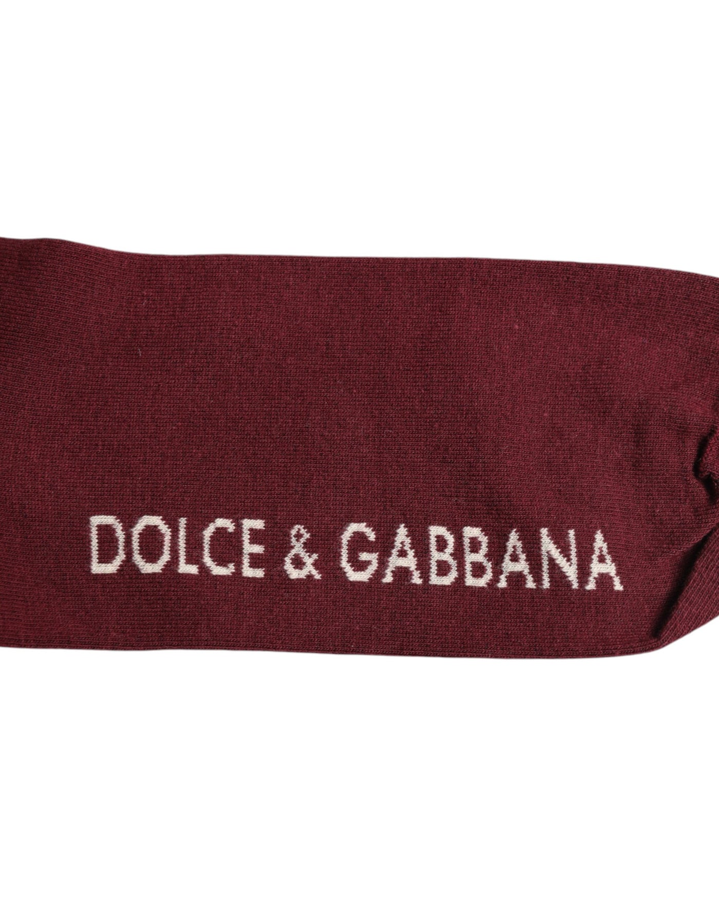 Dolce & Gabbana Burgundy Stretch Logo Print Mid Calf Socks