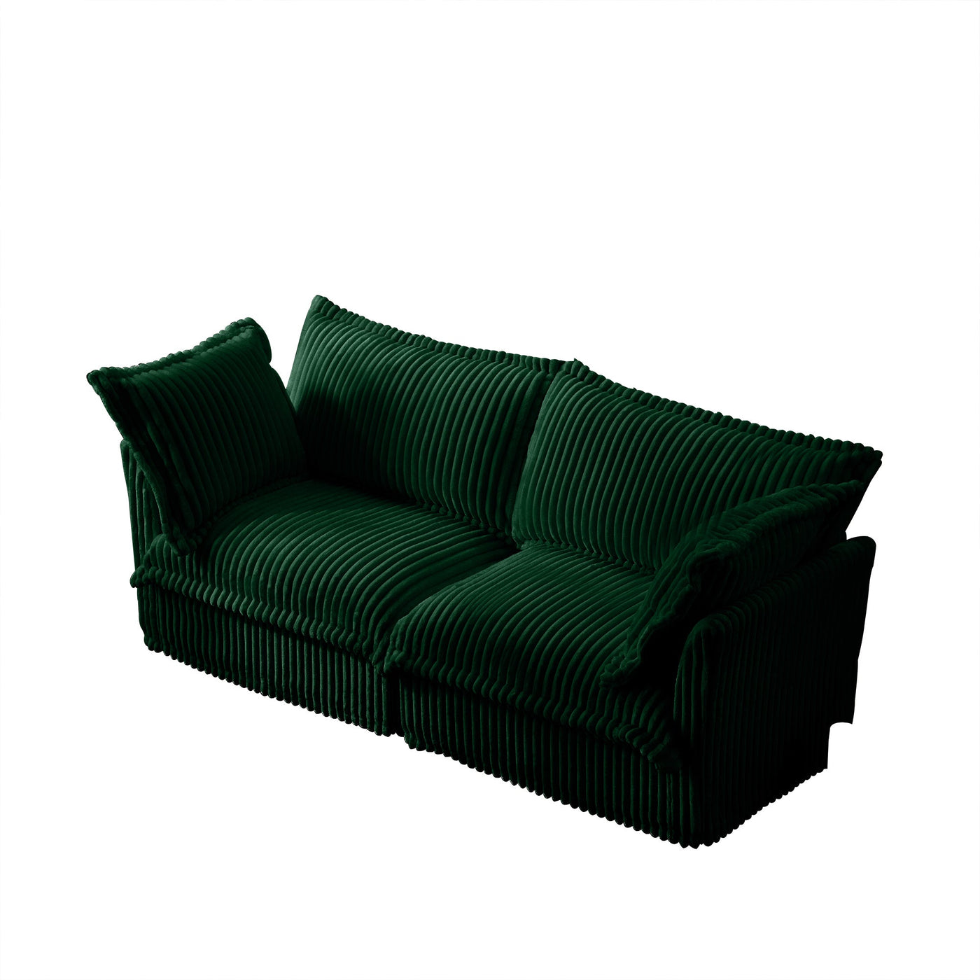 Modern Slipcovered 2-Seat Sofa Couches for Living Room, 2 Seater Sofa, Corduroy Deep Seat Sofa with Upholstered Cushion&Detachable Cover, Comfy Sofa Couch for Small Space, Apartment, Green Corduroy