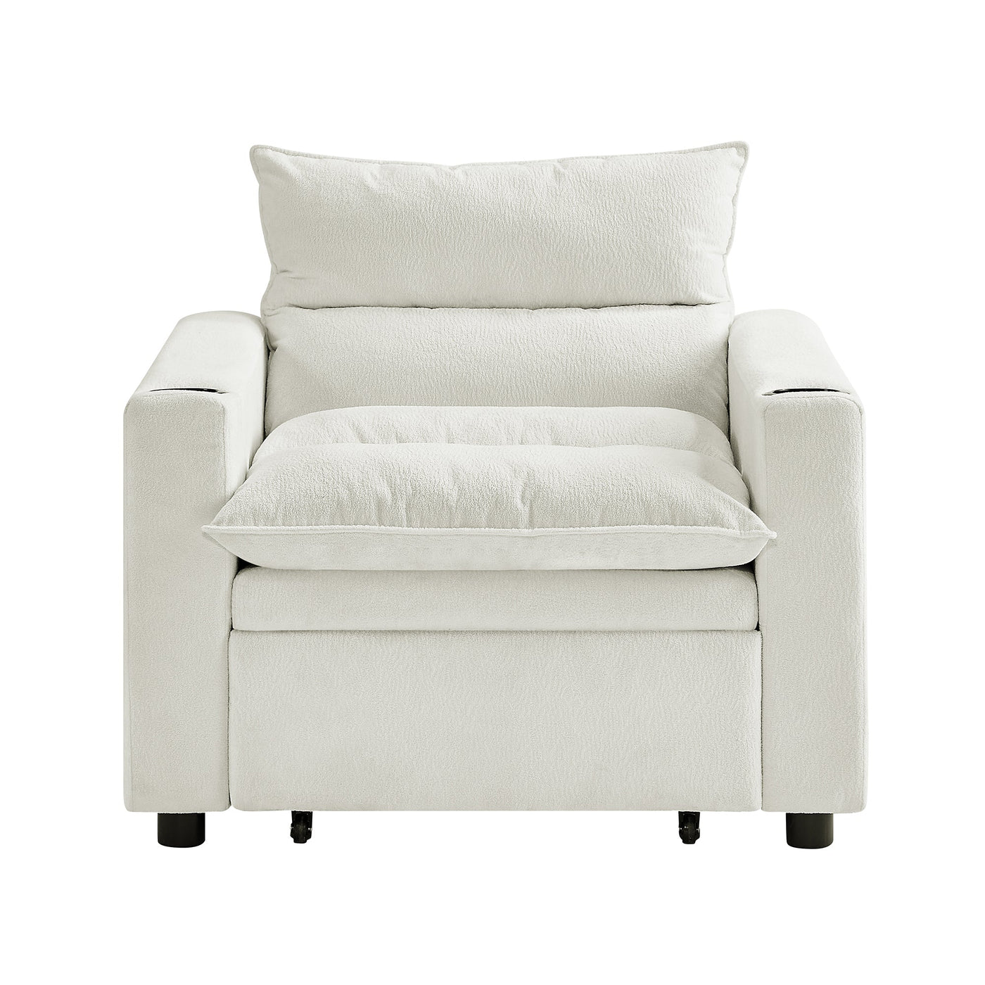 Sleeper Sofa Chair Bed, Convertible Sofa Chair 3-in-1, Adjustable Sleeper Chair Pullout Sofa Bed with Modern Velvet Fabric for Living Room Apartment Small Space, Beige