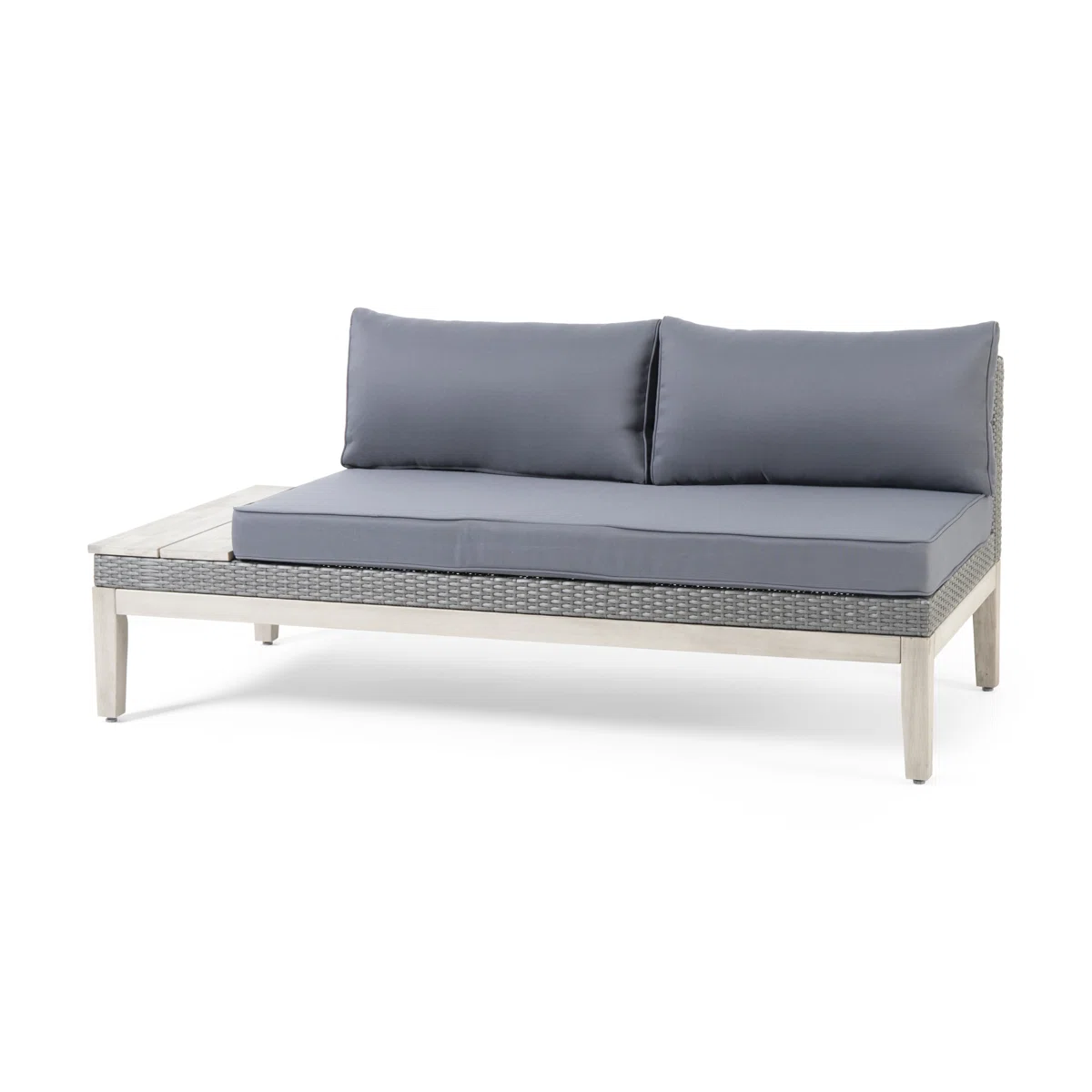 Outdoor Acacia Wood and Wicker 3 Piece Sectional Sofa Set