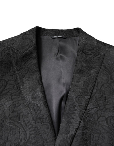 Dolce & Gabbana Black Floral Jacquard Coat Jacket Blazer