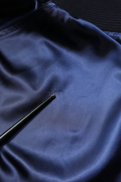 Dolce & Gabbana Blue Nylon DG Crown Full Zip Bomber Jacket