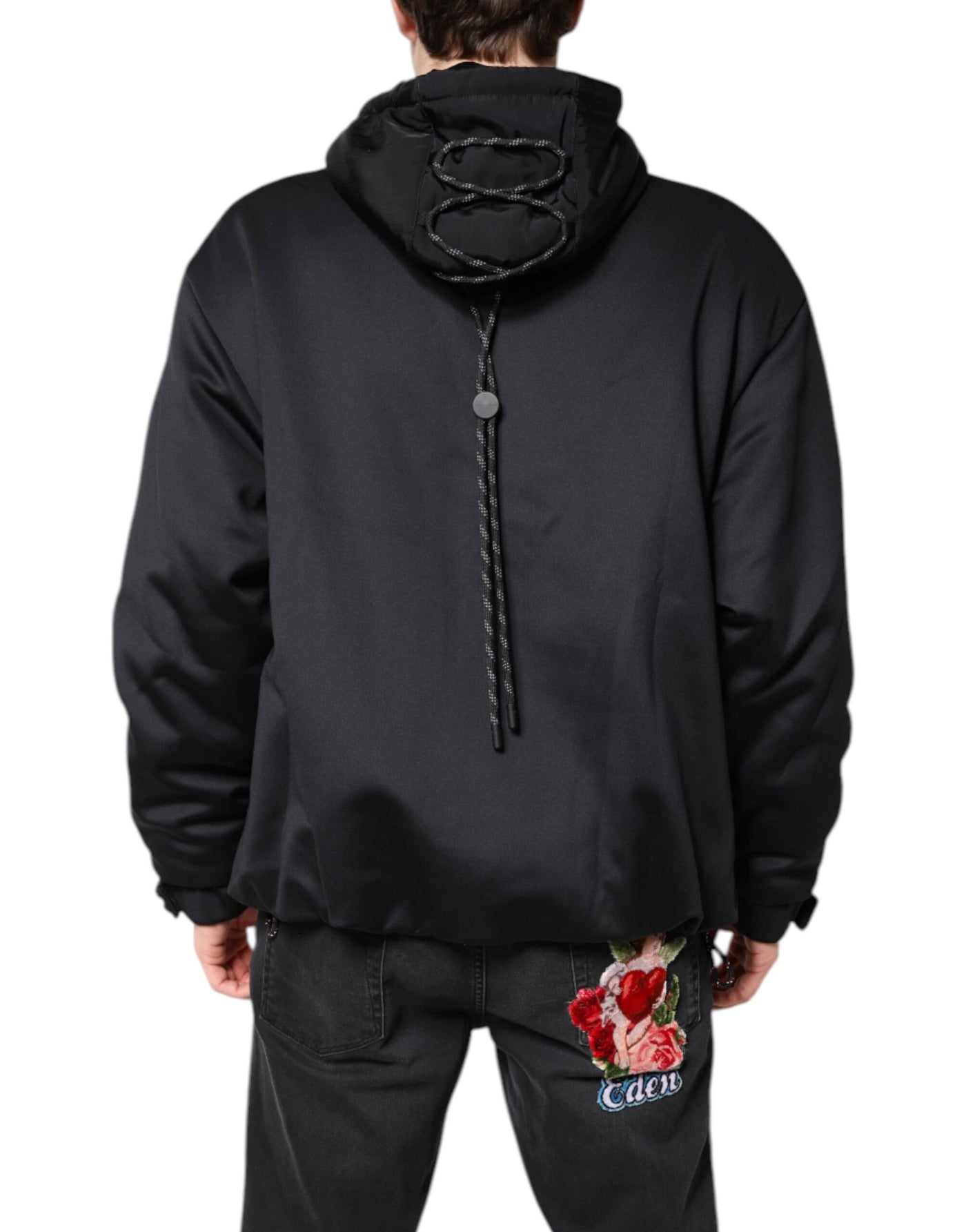 Dolce & Gabbana Black Polyester DG Hooded Full Zip Jacket