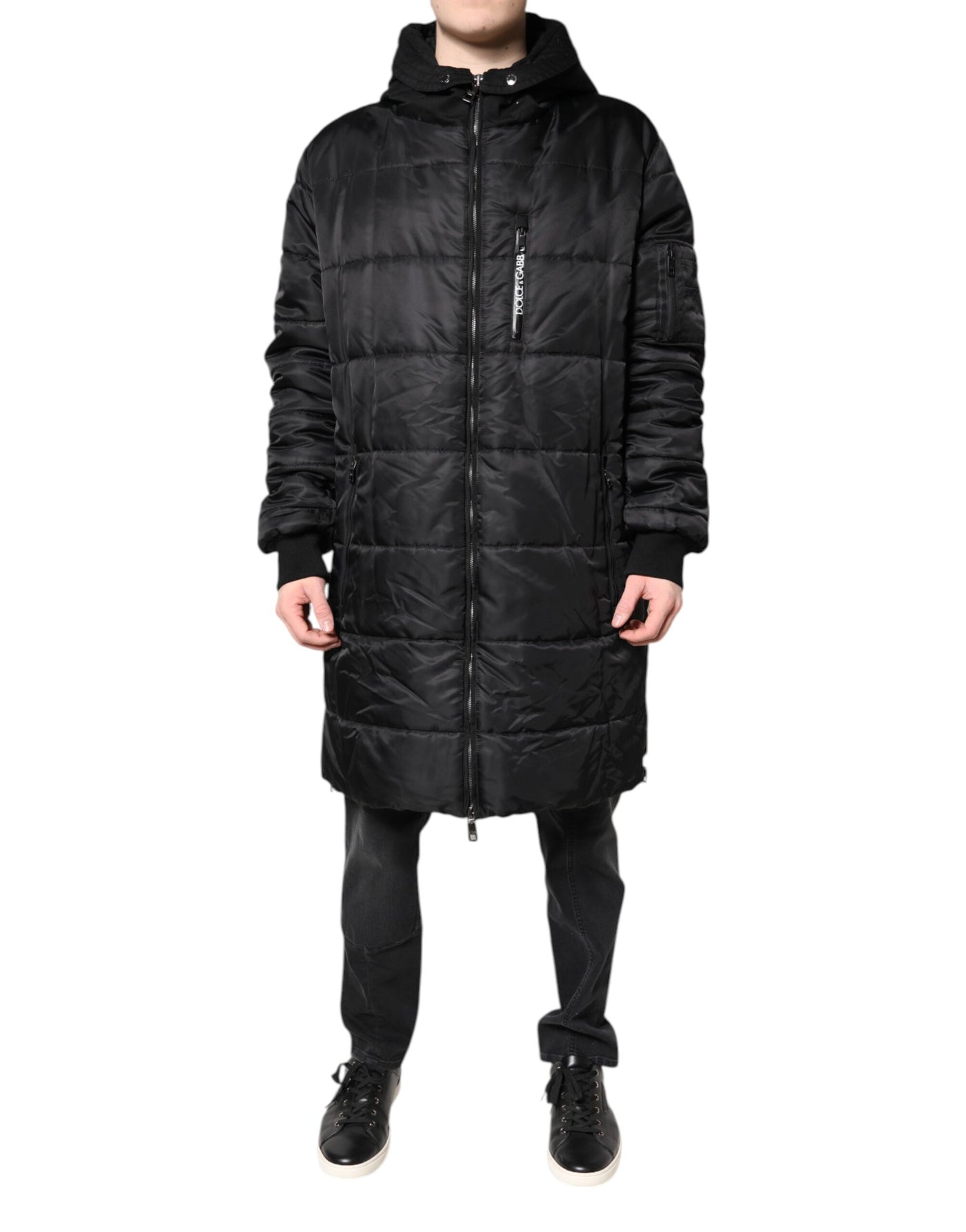 Dolce & Gabbana Black Hooded Parka Coat Winter Jacket