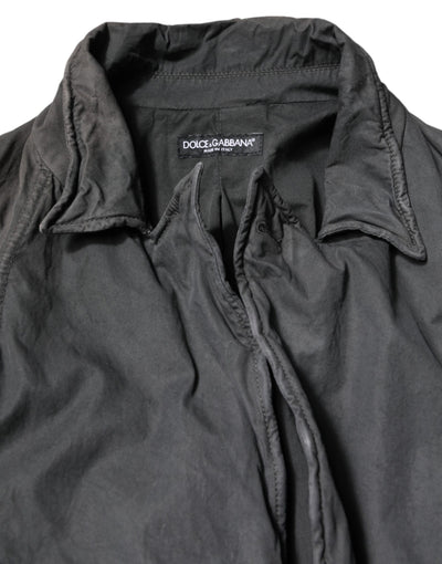 Dolce & Gabbana Black Solid Cotton Collared Coat Jacket