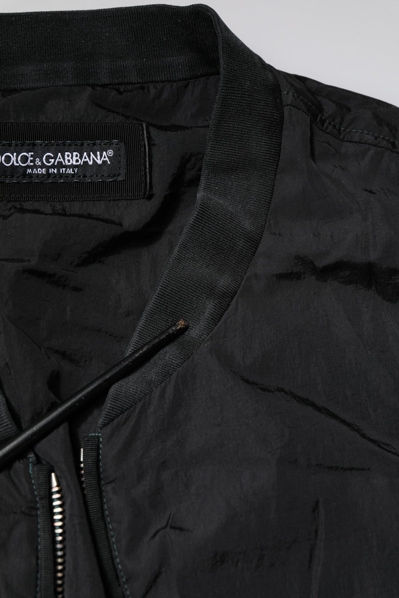Dolce & Gabbana Black Nylon Logo Full Zip Bomber Jacket