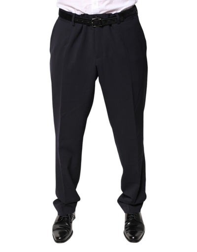 Dolce & Gabbana Black Wool Mid Waist Dress Pants