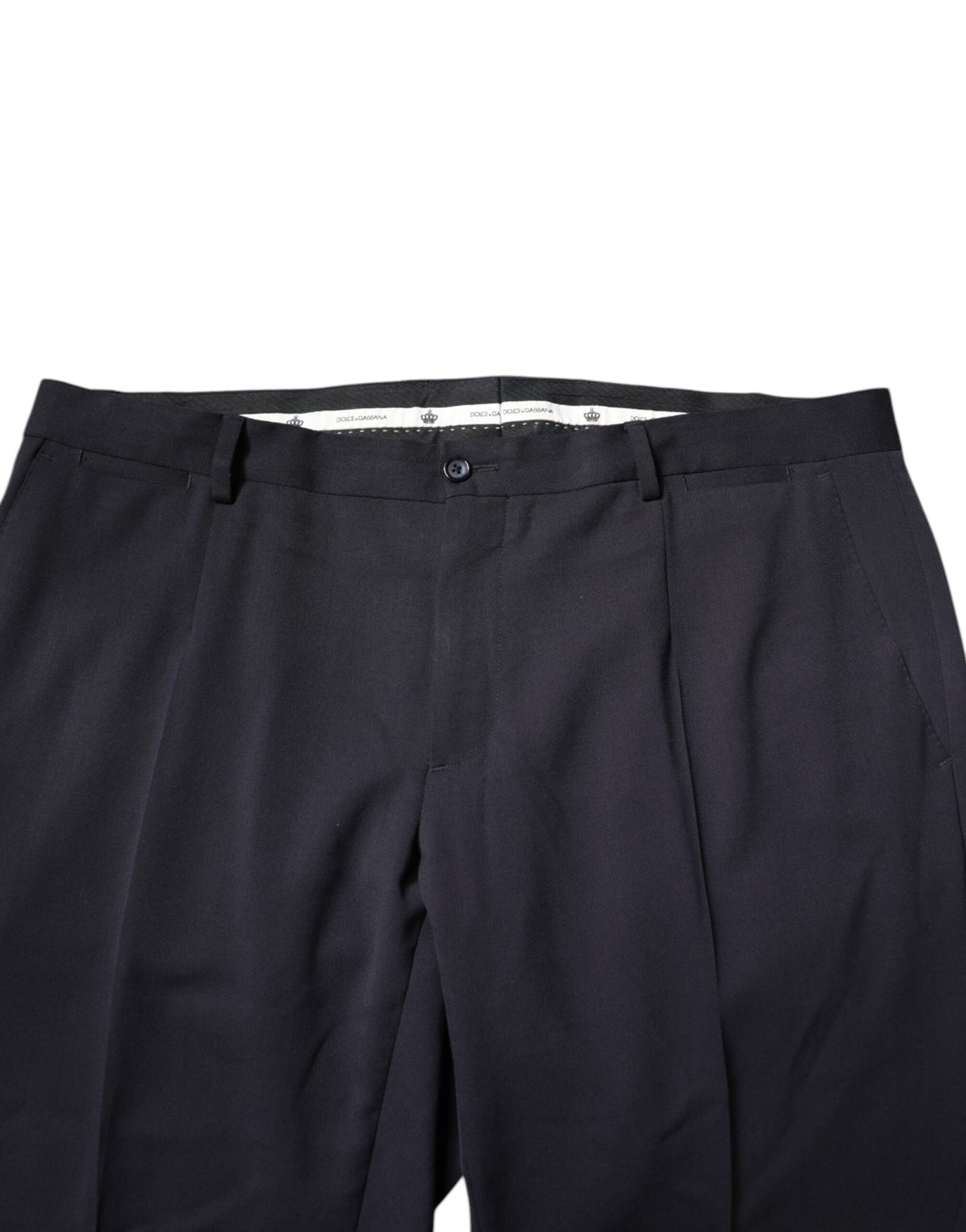 Dolce & Gabbana Black Wool Mid Waist Dress Pants