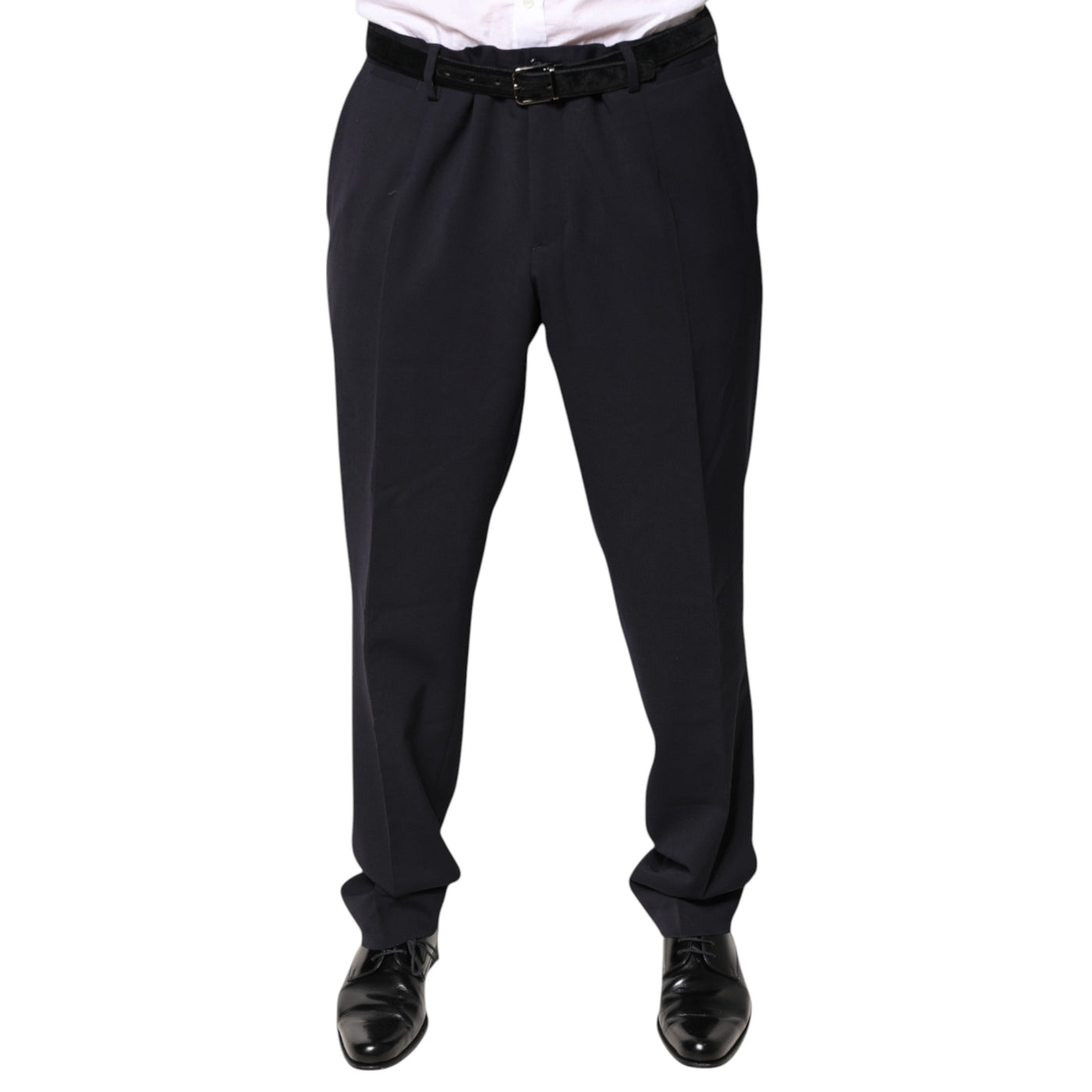 Dolce & Gabbana Black Wool Mid Waist Dress Pants