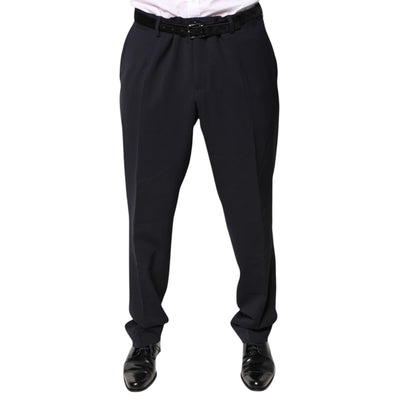 Dolce & Gabbana Black Wool Mid Waist Dress Pants