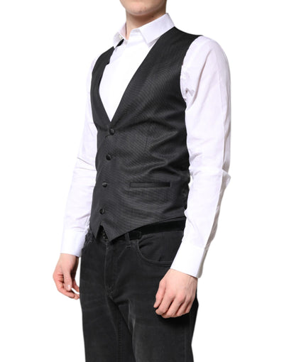 Dolce & Gabbana Black Wool Waistcoat Dress Formal Vest