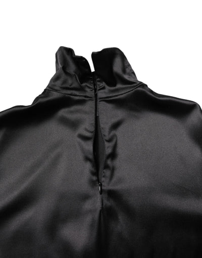 Dolce & Gabbana Black Silk Turtleneck Men Pullover Sweater