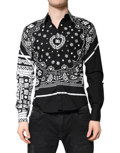 Dolce & Gabbana Black White Bandana MARTINI Casual Shirt