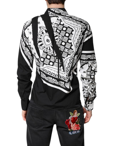Dolce & Gabbana Black White Bandana MARTINI Casual Shirt