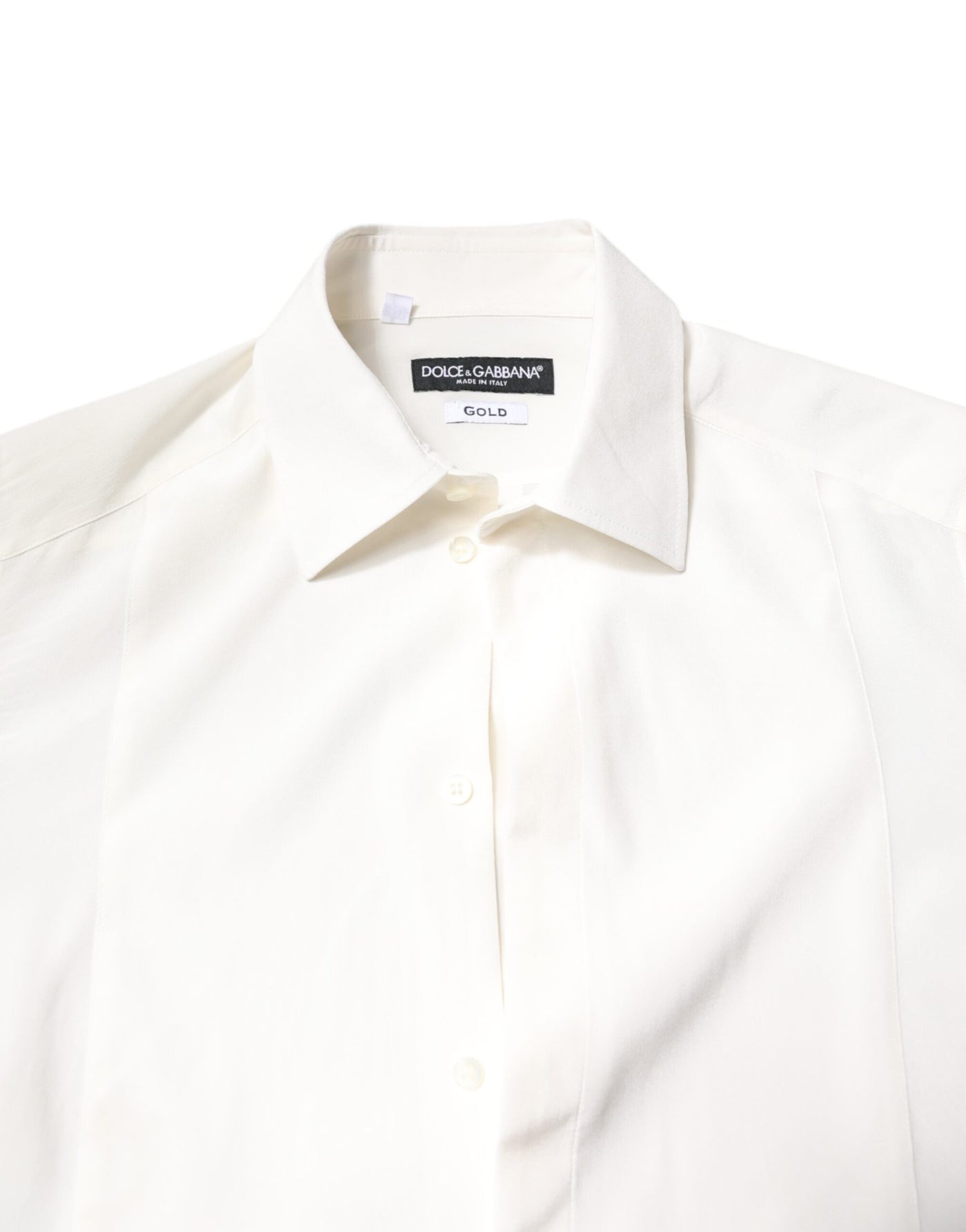 Dolce & Gabbana White Silk GOLD Dress Formal Collared Shirt