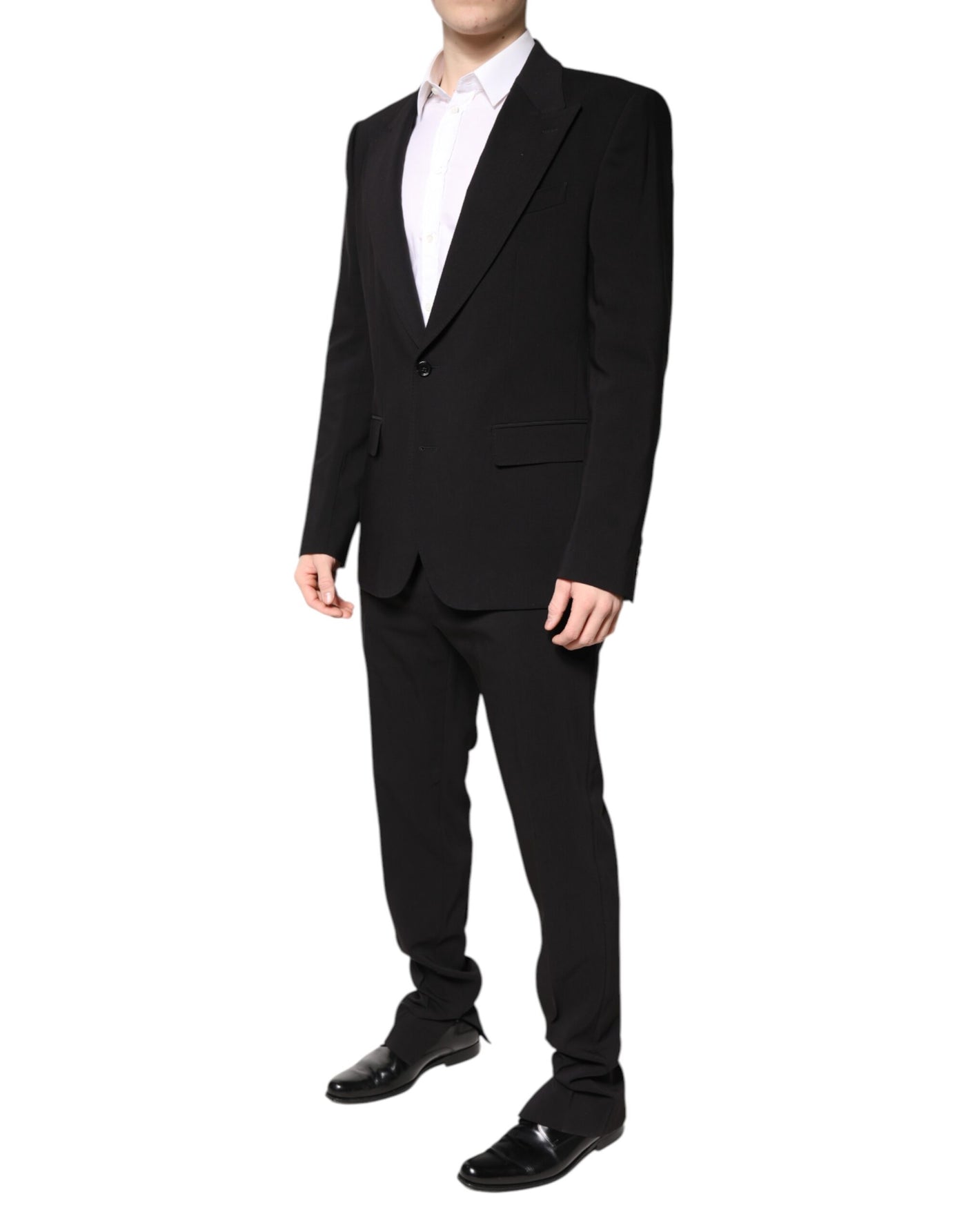 Dolce & Gabbana Black Cotton Single Breasted 2 Piece Suit