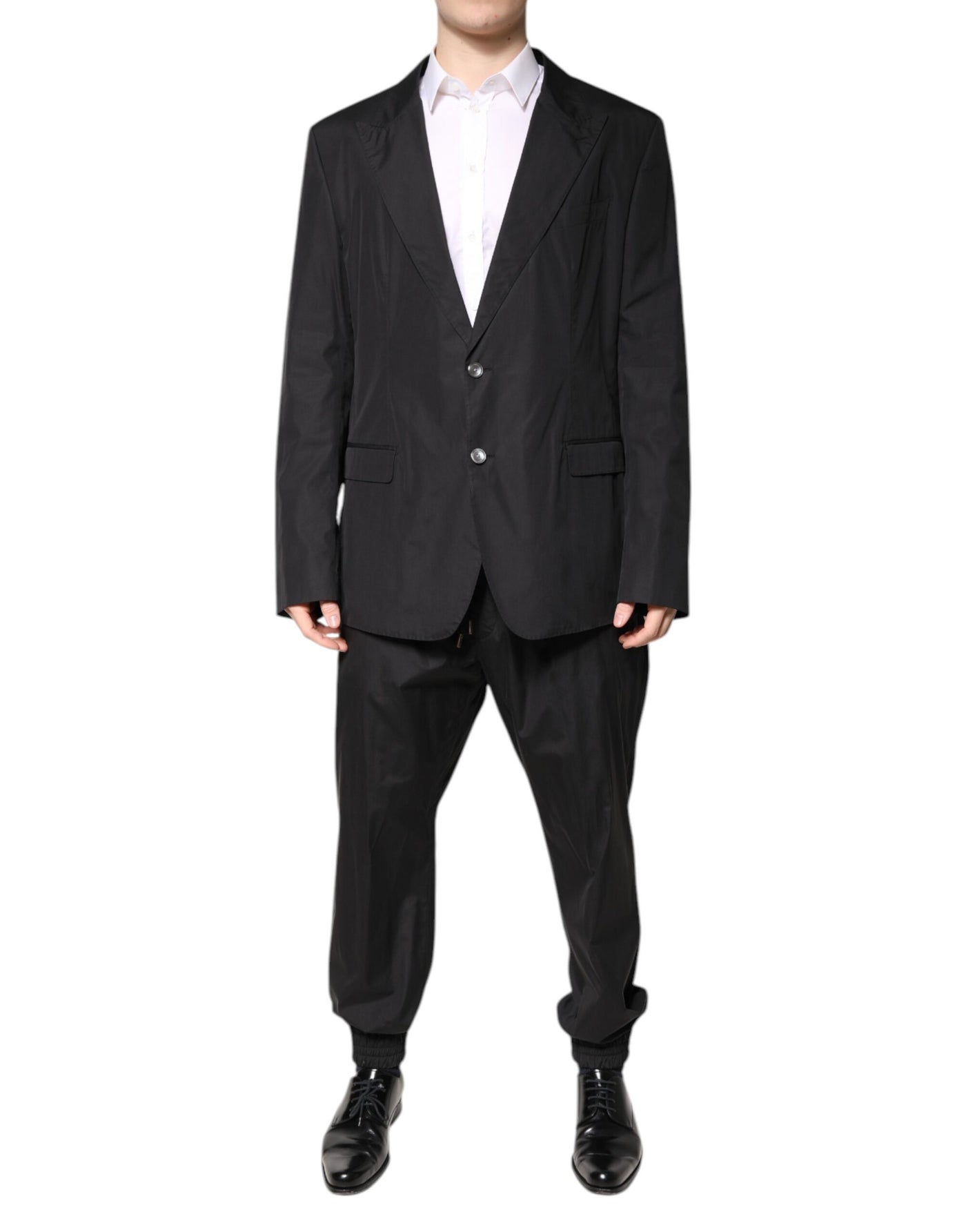 Dolce & Gabbana Black Cotton Single Breasted 2 Piece Suit