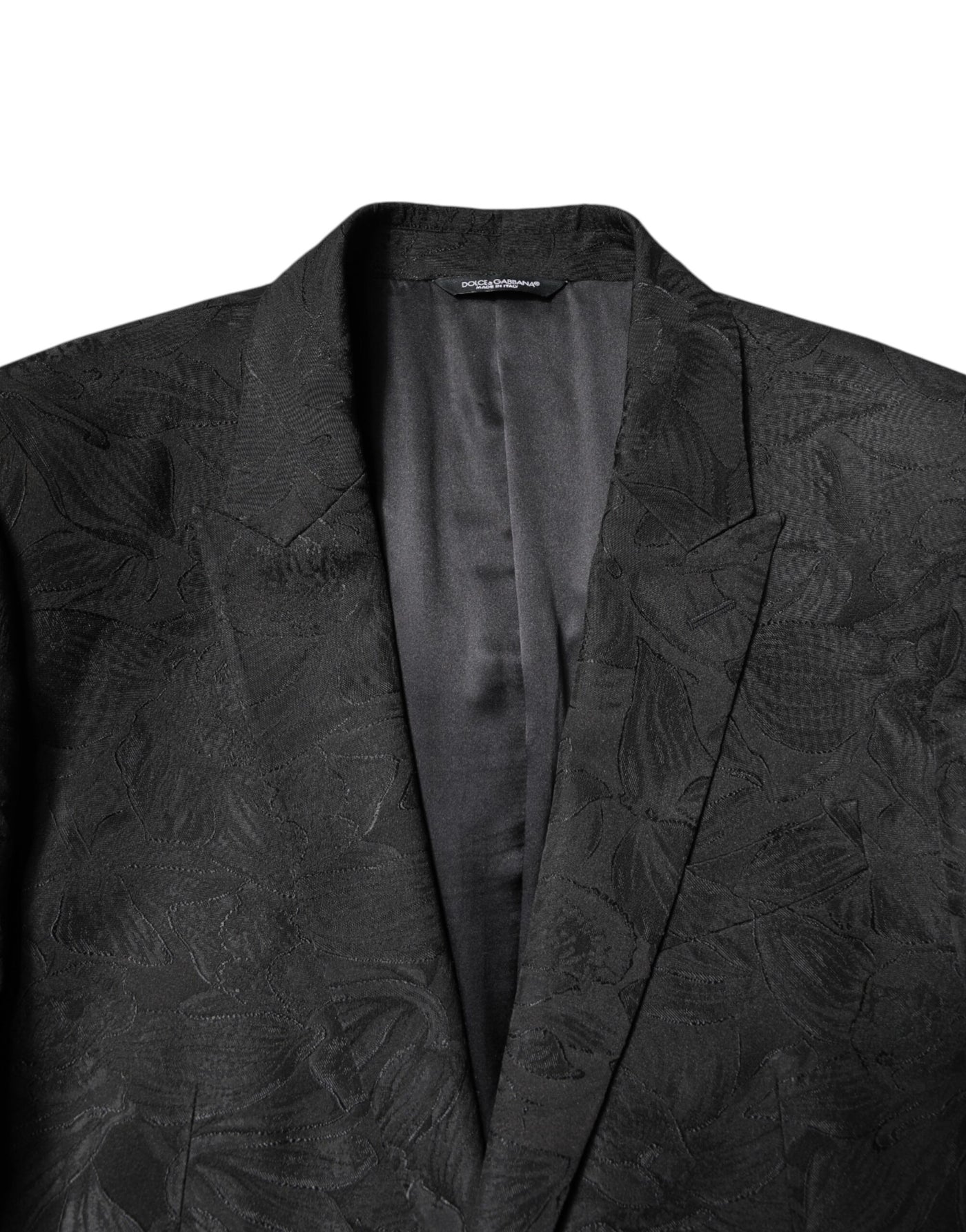 Dolce & Gabbana Black Polyester Floral Jacquard 2 Piece Suit