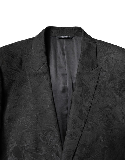 Dolce & Gabbana Black Polyester Floral Jacquard 2 Piece Suit