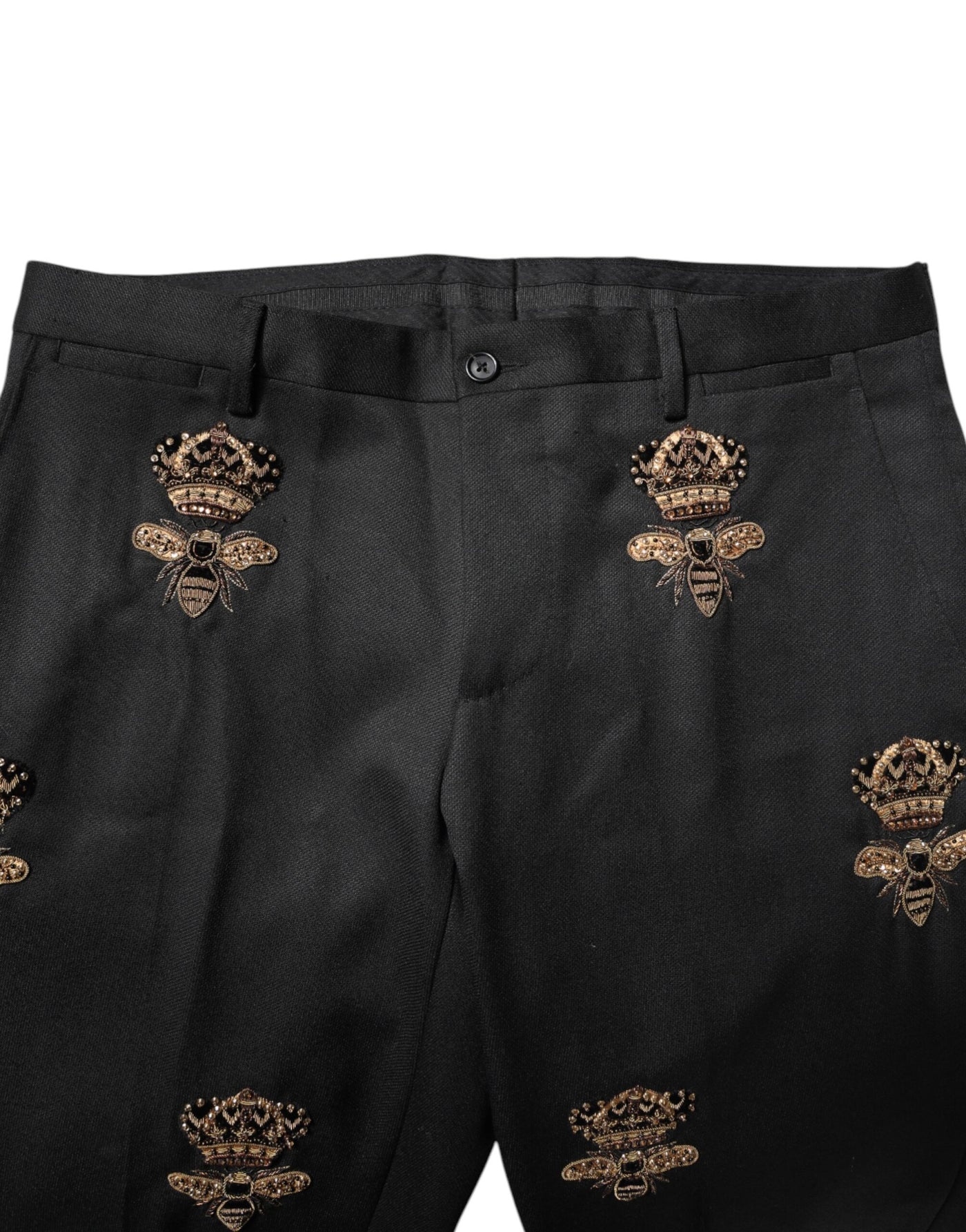 Dolce & Gabbana Black Bee Crown Embroidery 2 Piece Suit