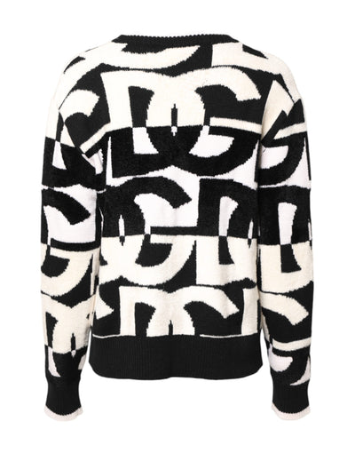 Dolce & Gabbana White Black Logo Print Women Pullover Sweater
