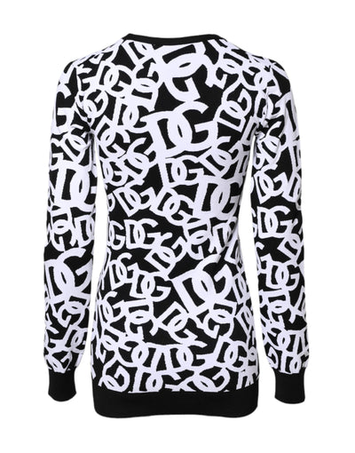 Dolce & Gabbana Black White Logo Print Women Pullover Sweater