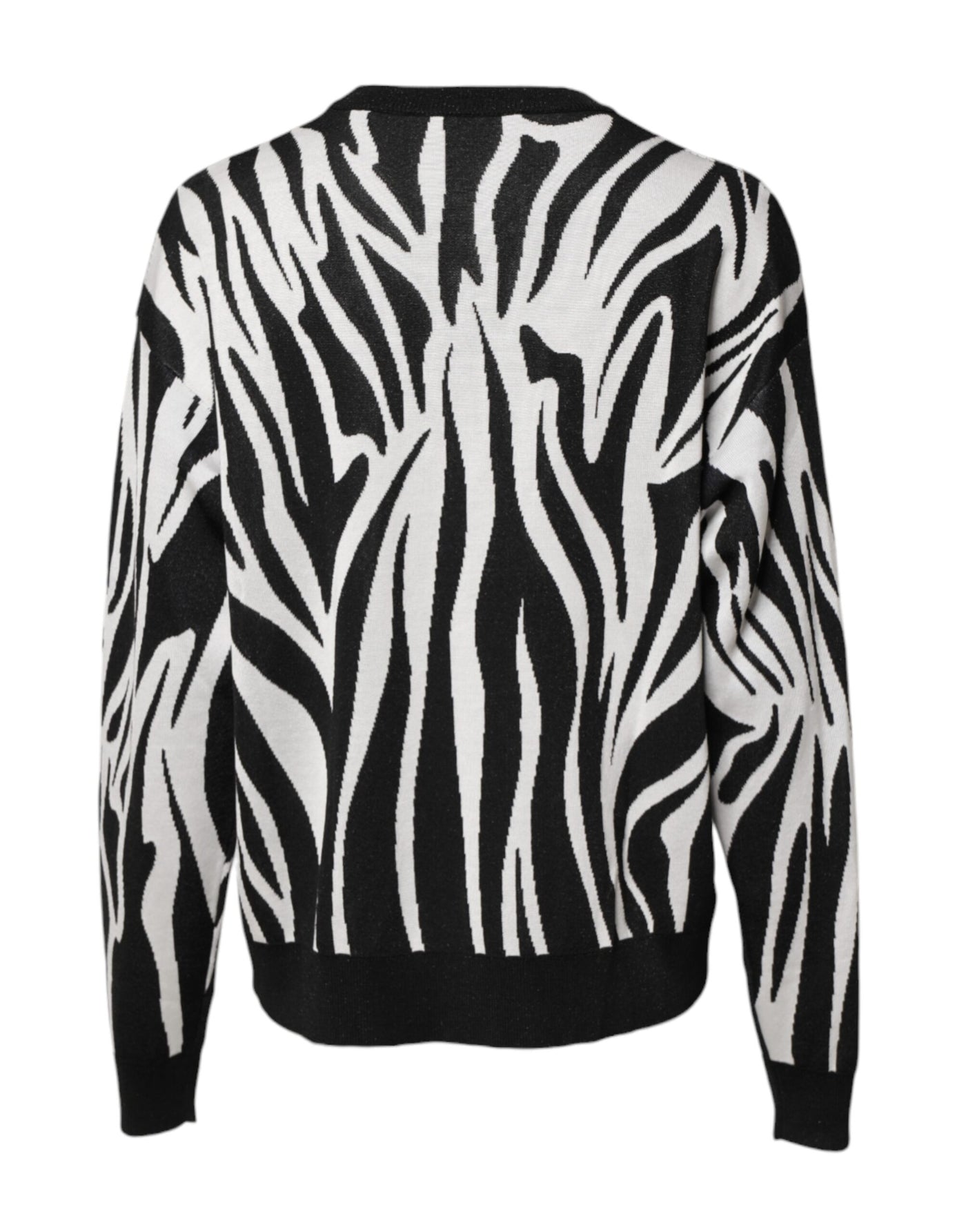 Dolce & Gabbana Black White Print Women Pullover Sweater