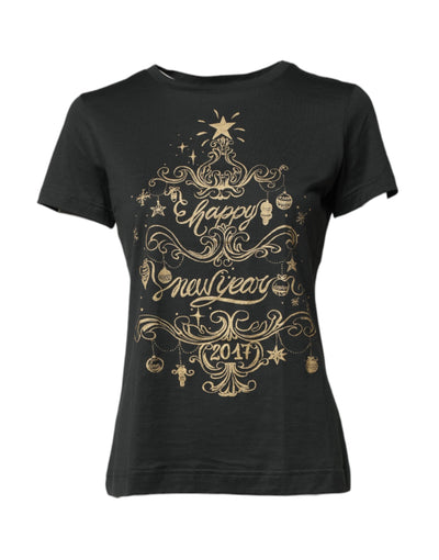 Dolce & Gabbana Black Cotton Round Neck Short Sleeve T-shirt