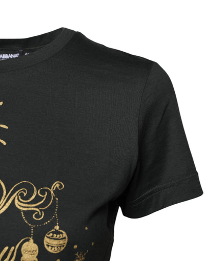 Dolce & Gabbana Black Cotton Round Neck Short Sleeve T-shirt