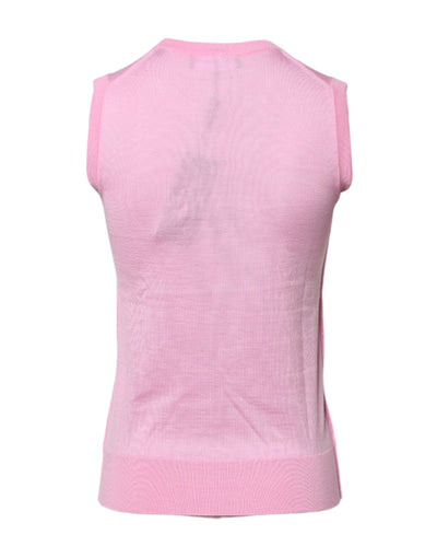 Dolce & Gabbana Pink Cashmere Round Neck Sleeveless Tank Top