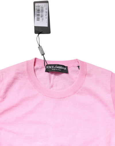 Dolce & Gabbana Pink Cashmere Round Neck Sleeveless Tank Top