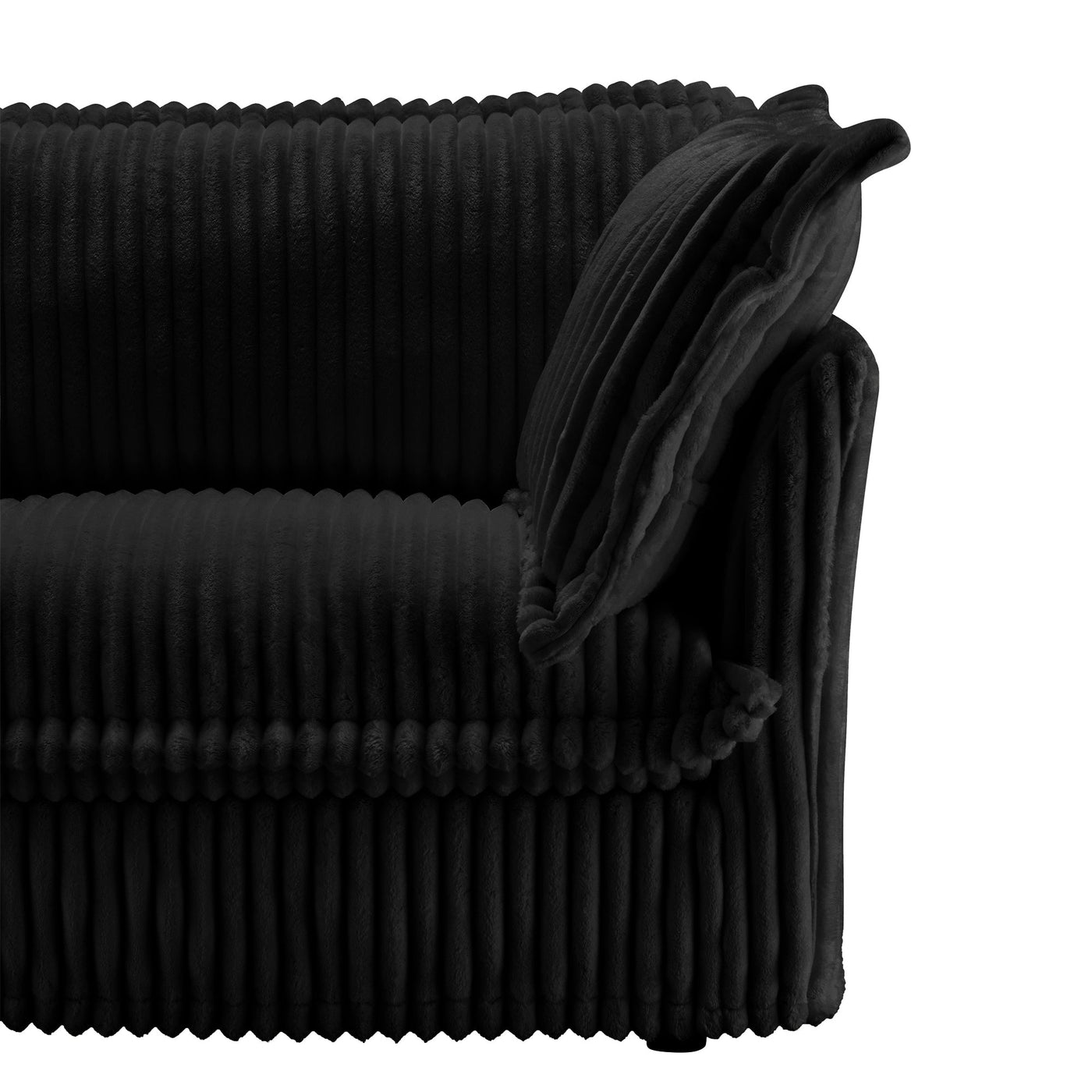 Slipcovered Long Sofa, 4 Seater Sofa with Removable Cover, Extra Deep Couch for Living Room, Corduroy Fabric Cloud Like Comfy Sofa Couch, Black Corduroy Fabric