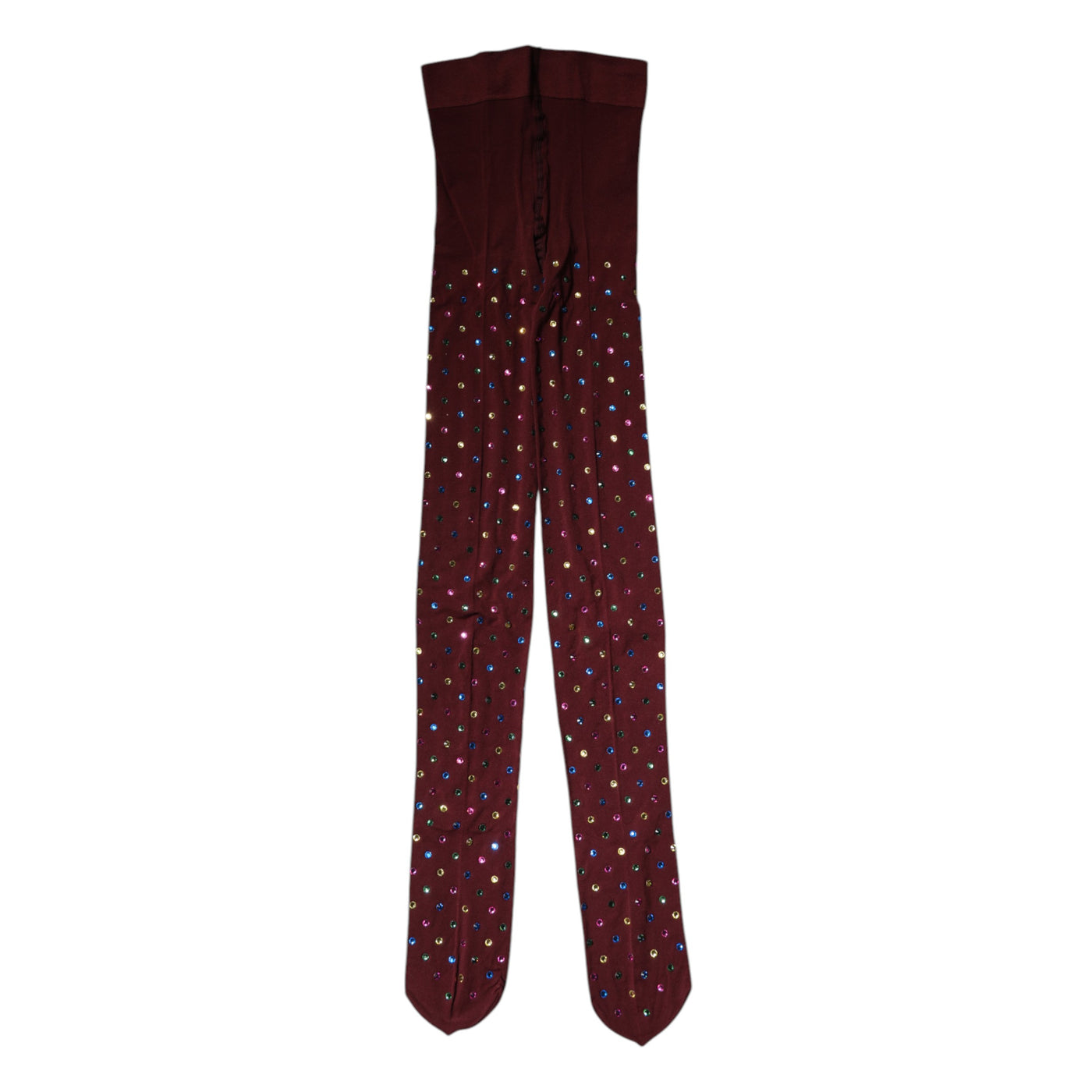 Dolce & Gabbana Maroon Nylon Crystal Embellished Pantyhose Tights